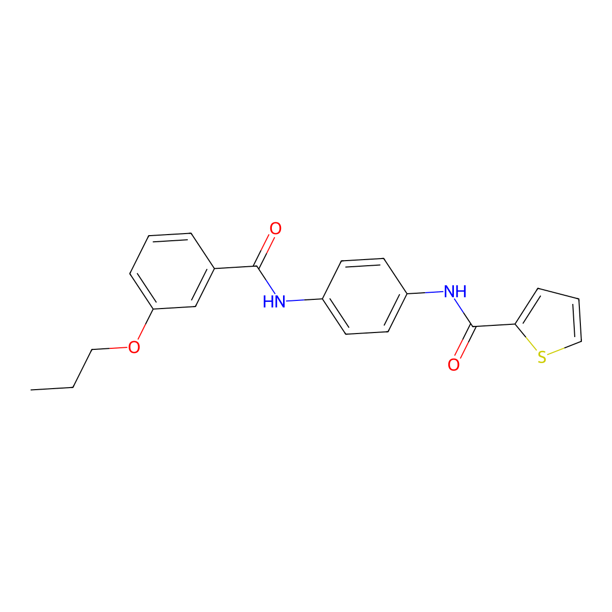 N-[4-[(3-propoxybenzoyl)amino]phenyl]thiophene-2-carboxamide molecular structure, CAS 355420-29-0