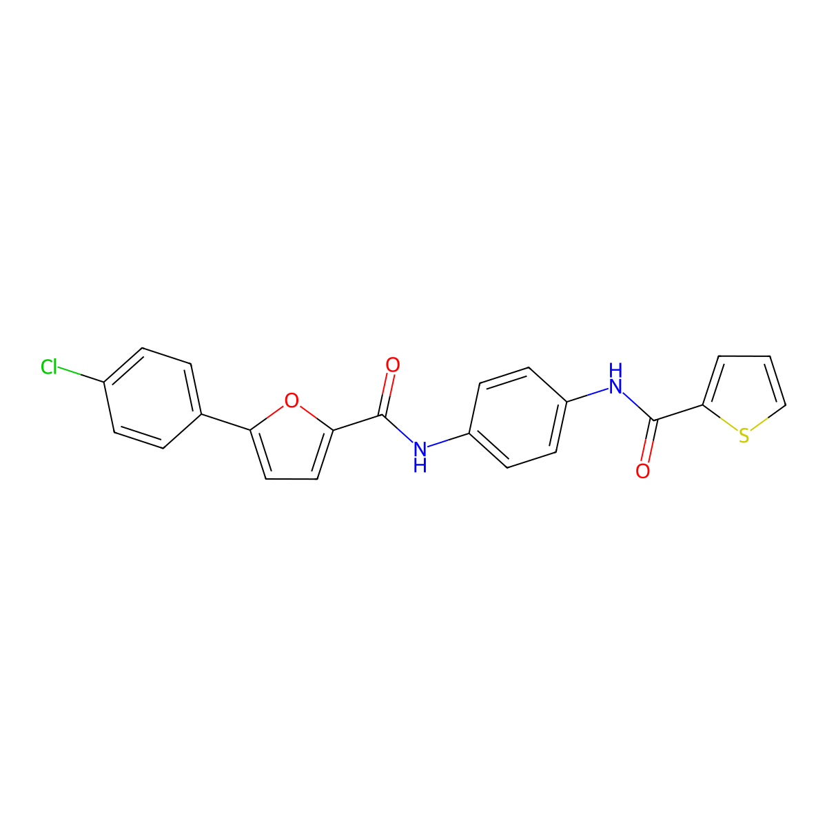 5-(4-chlorophenyl)-N-[4-(thiophene-2-carbonylamino)phenyl]furan-2-carboxamide molecular structure, CAS 355420-40-5