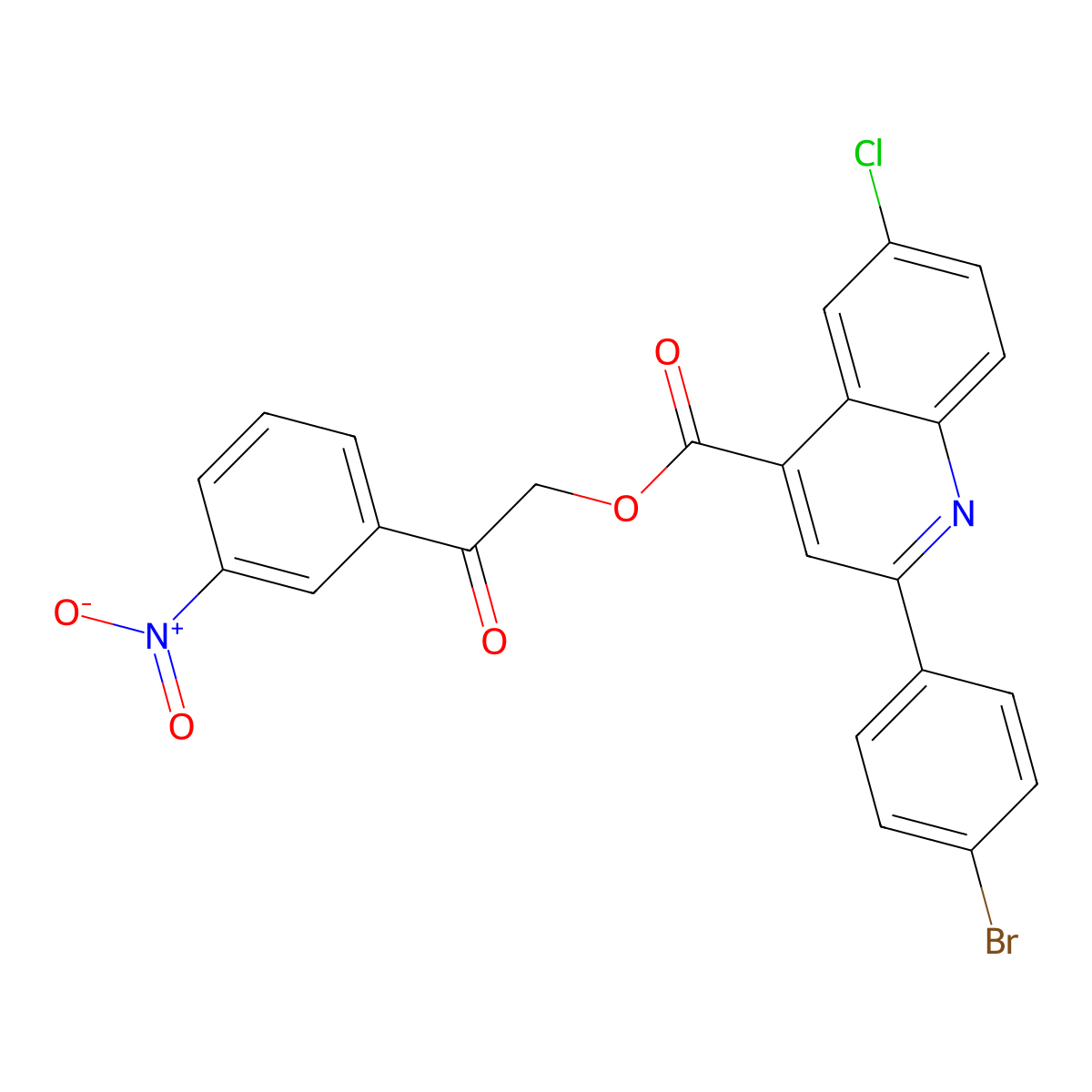 2-(3-Nitrophenyl)-2-oxoethyl 2-(4-bromophenyl)-6-chloro-4-quinolinecarboxylate molecular structure, CAS 355420-48-3