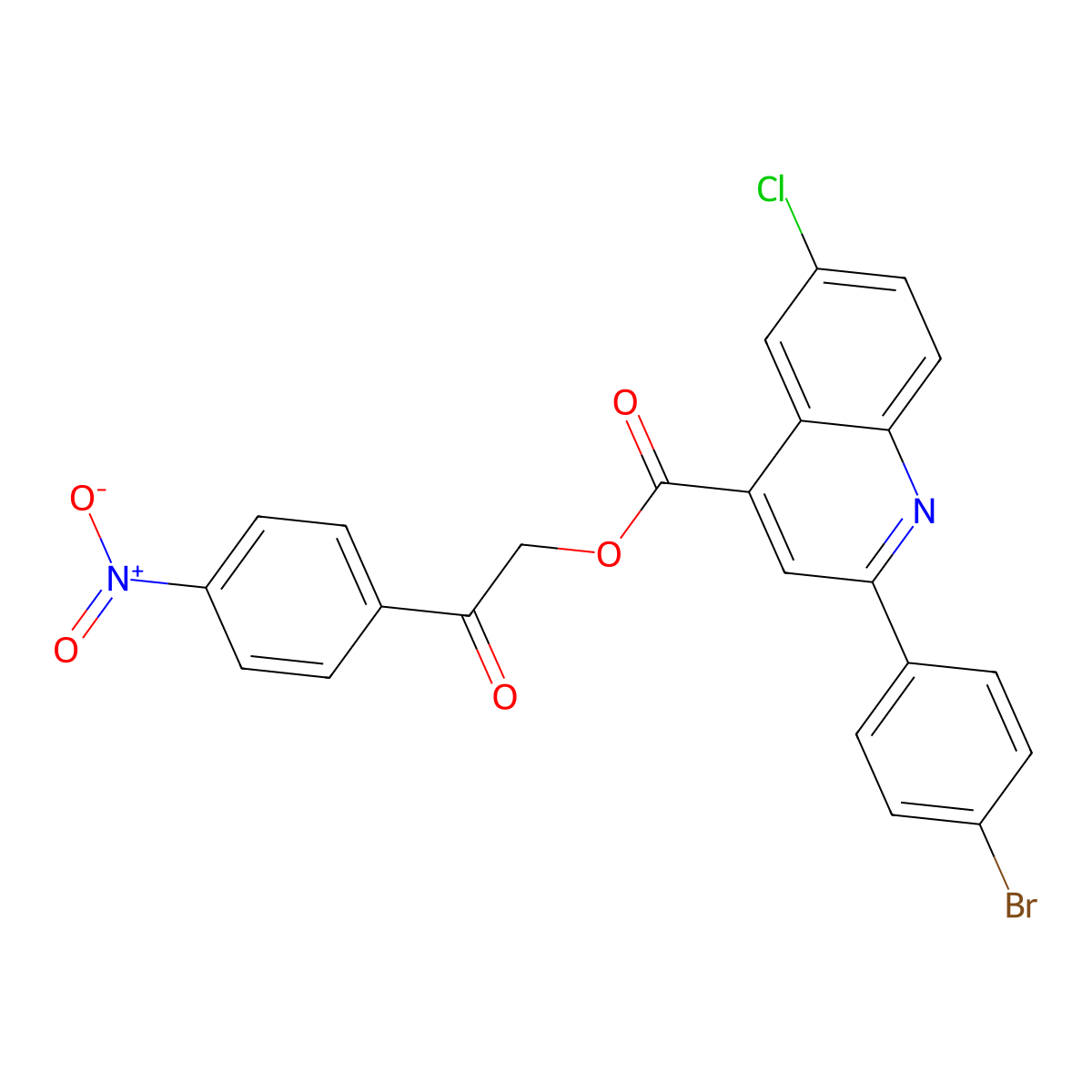 2-(4-Nitrophenyl)-2-oxoethyl 2-(4-bromophenyl)-6-chloro-4-quinolinecarboxylate molecular structure, CAS 355420-49-4