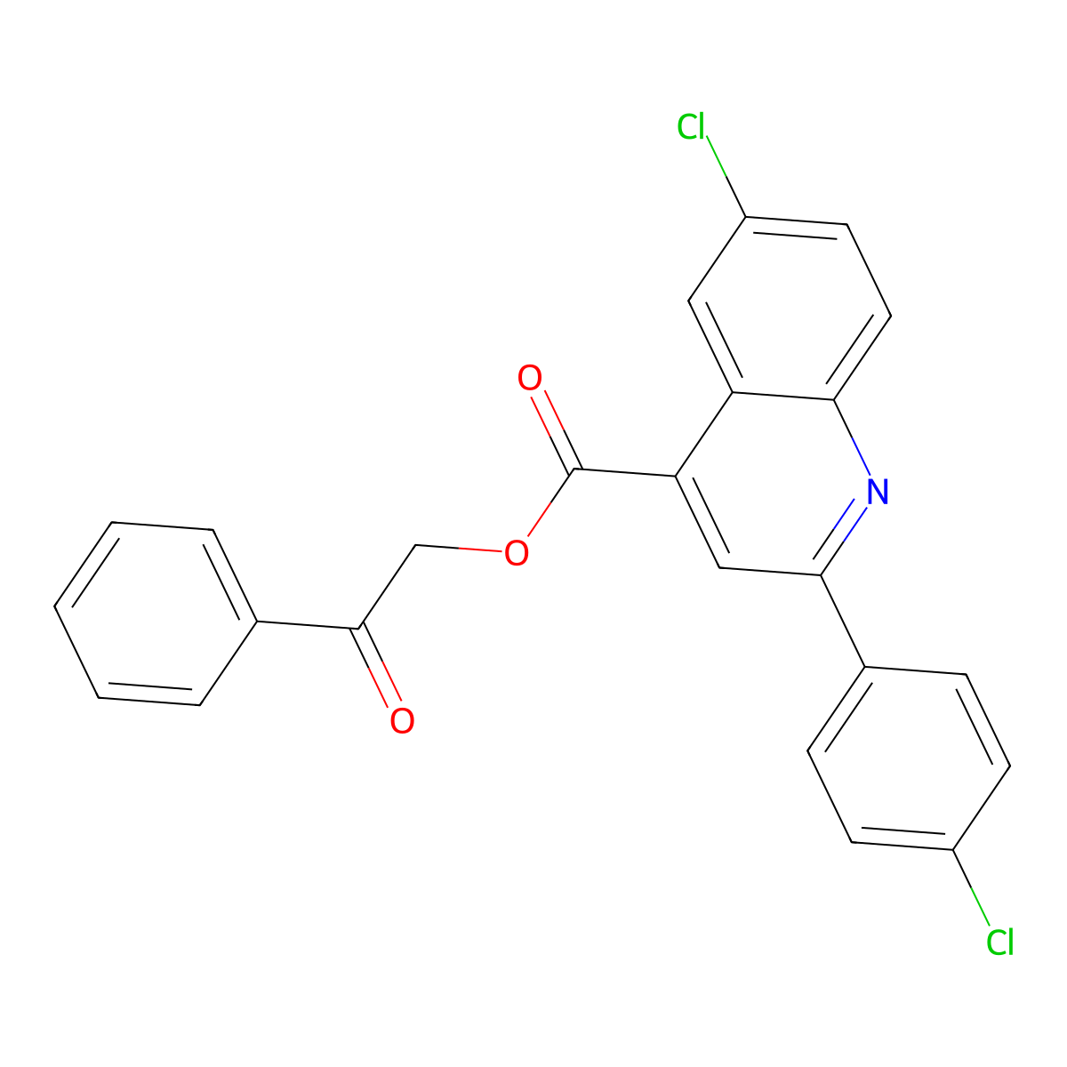 2-Oxo-2-phenylethyl 6-chloro-2-(4-chlorophenyl)-4-quinolinecarboxylate molecular structure, CAS 355420-50-7