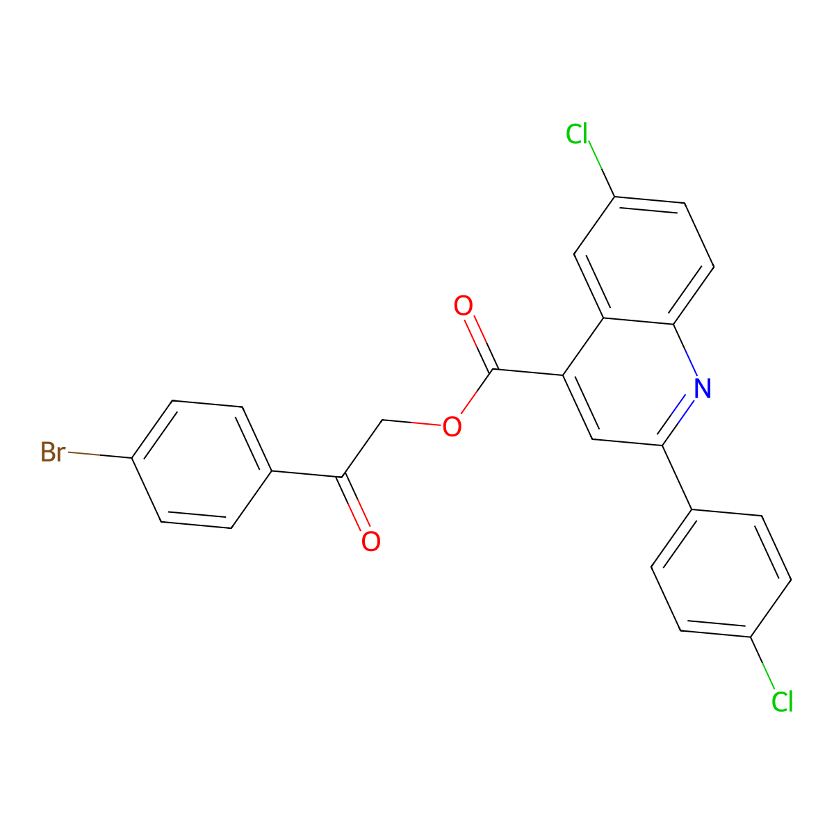 2-(4-Bromophenyl)-2-oxoethyl 6-chloro-2-(4-chlorophenyl)-4-quinolinecarboxylate molecular structure, CAS 355420-51-8