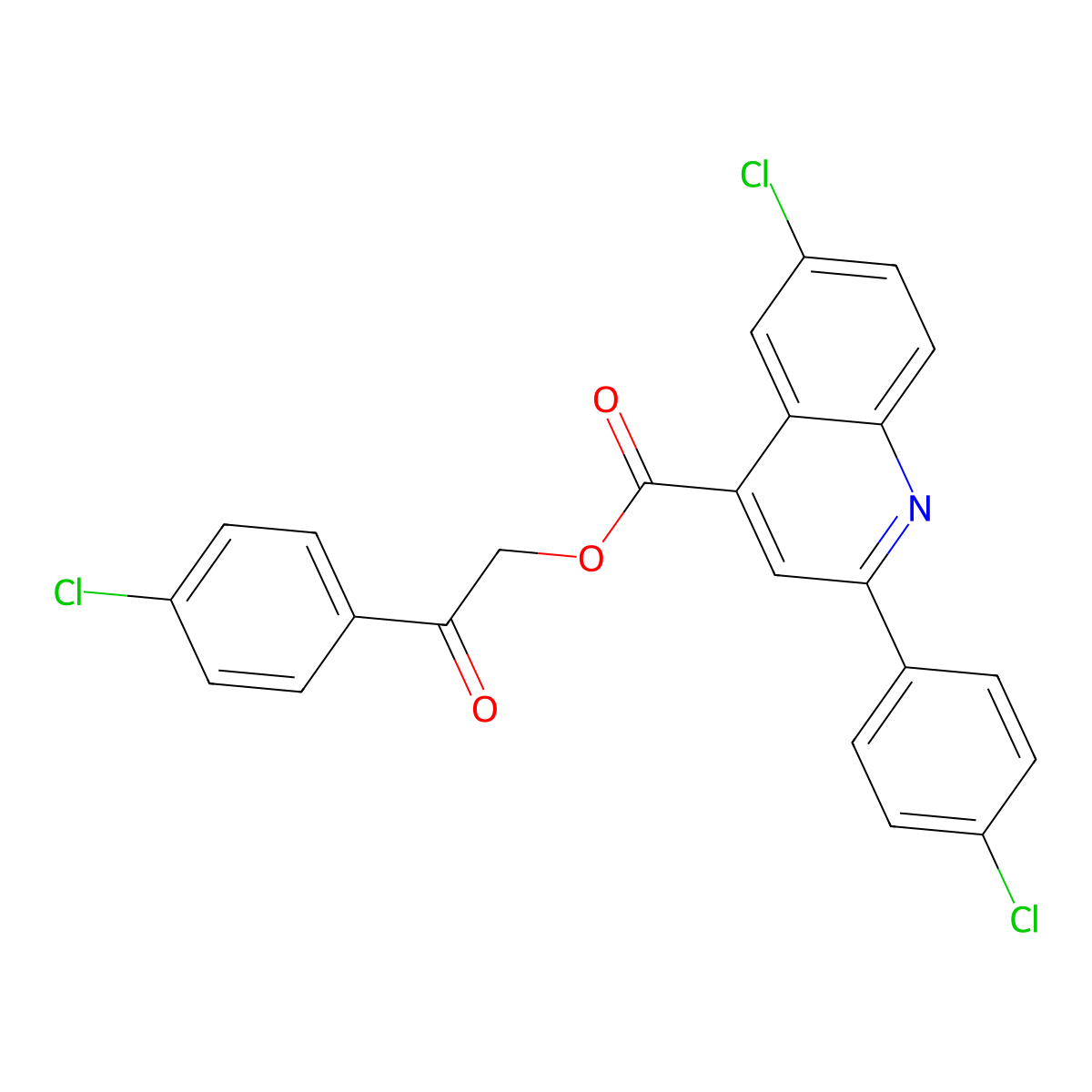 2-(4-Chlorophenyl)-2-oxoethyl 6-chloro-2-(4-chlorophenyl)-4-quinolinecarboxylate molecular structure, CAS 355420-52-9