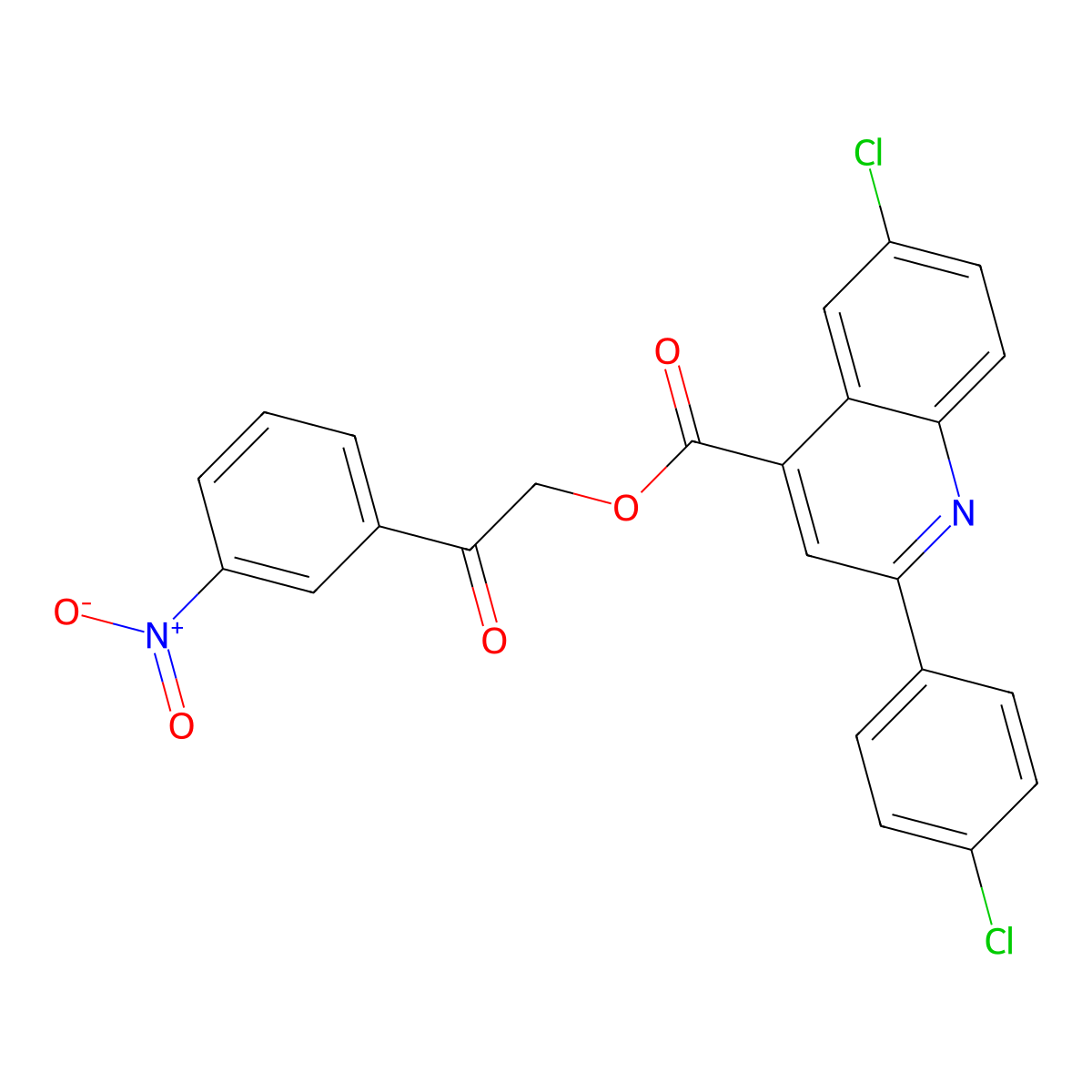 2-(3-Nitrophenyl)-2-oxoethyl 6-chloro-2-(4-chlorophenyl)-4-quinolinecarboxylate molecular structure, CAS 355420-53-0