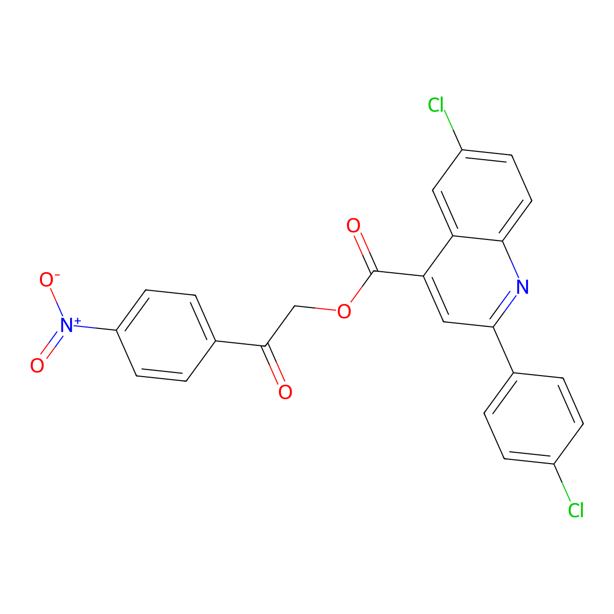 2-(4-Nitrophenyl)-2-oxoethyl 6-chloro-2-(4-chlorophenyl)-4-quinolinecarboxylate molecular structure, CAS 355420-54-1