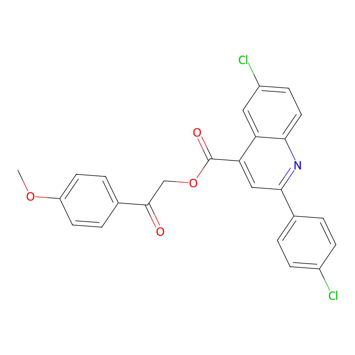 2-(4-Methoxyphenyl)-2-oxoethyl 6-CL-2-(4-chlorophenyl)-4-quinolinecarboxylate molecular structure, CAS 355420-56-3