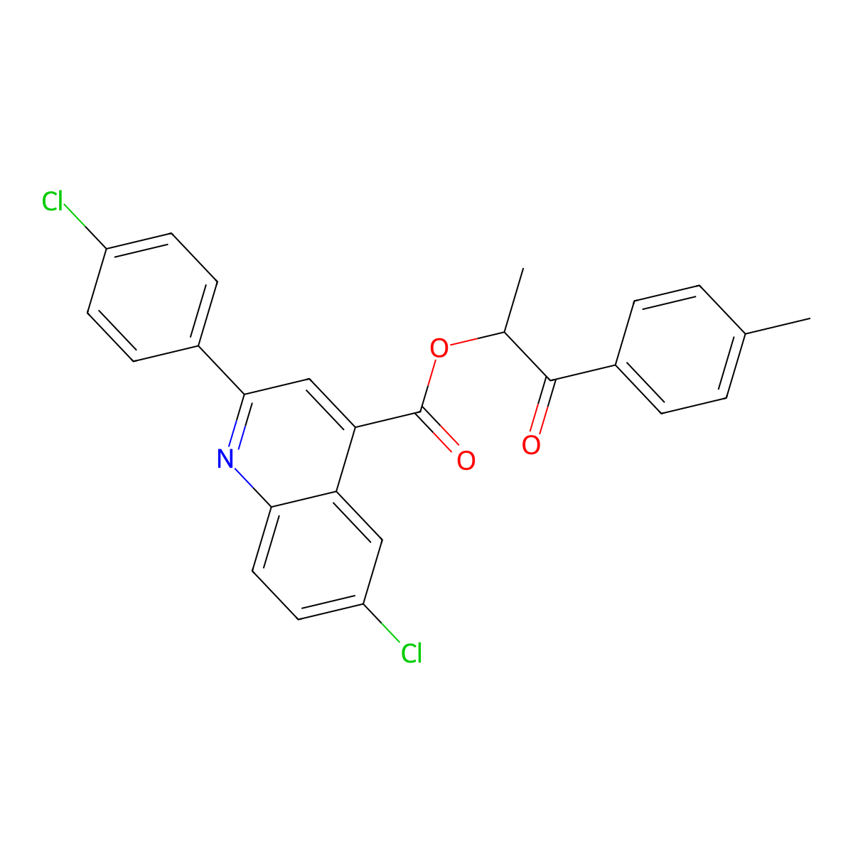 1-ME-2-(4-Methyl-PH)-2-oxoethyl 6-CL-2-(4-chlorophenyl)-4-quinolinecarboxylate molecular structure, CAS 355420-57-4