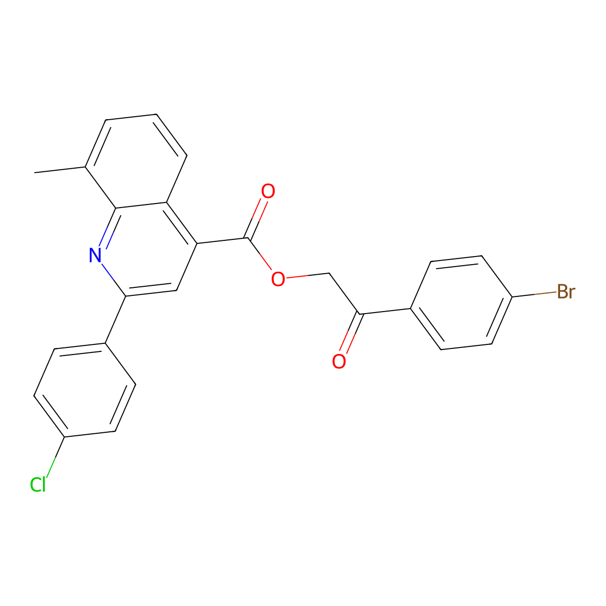 2-(4-Bromophenyl)-2-oxoethyl 2-(4-chlorophenyl)-8-methyl-4-quinolinecarboxylate molecular structure, CAS 355420-58-5