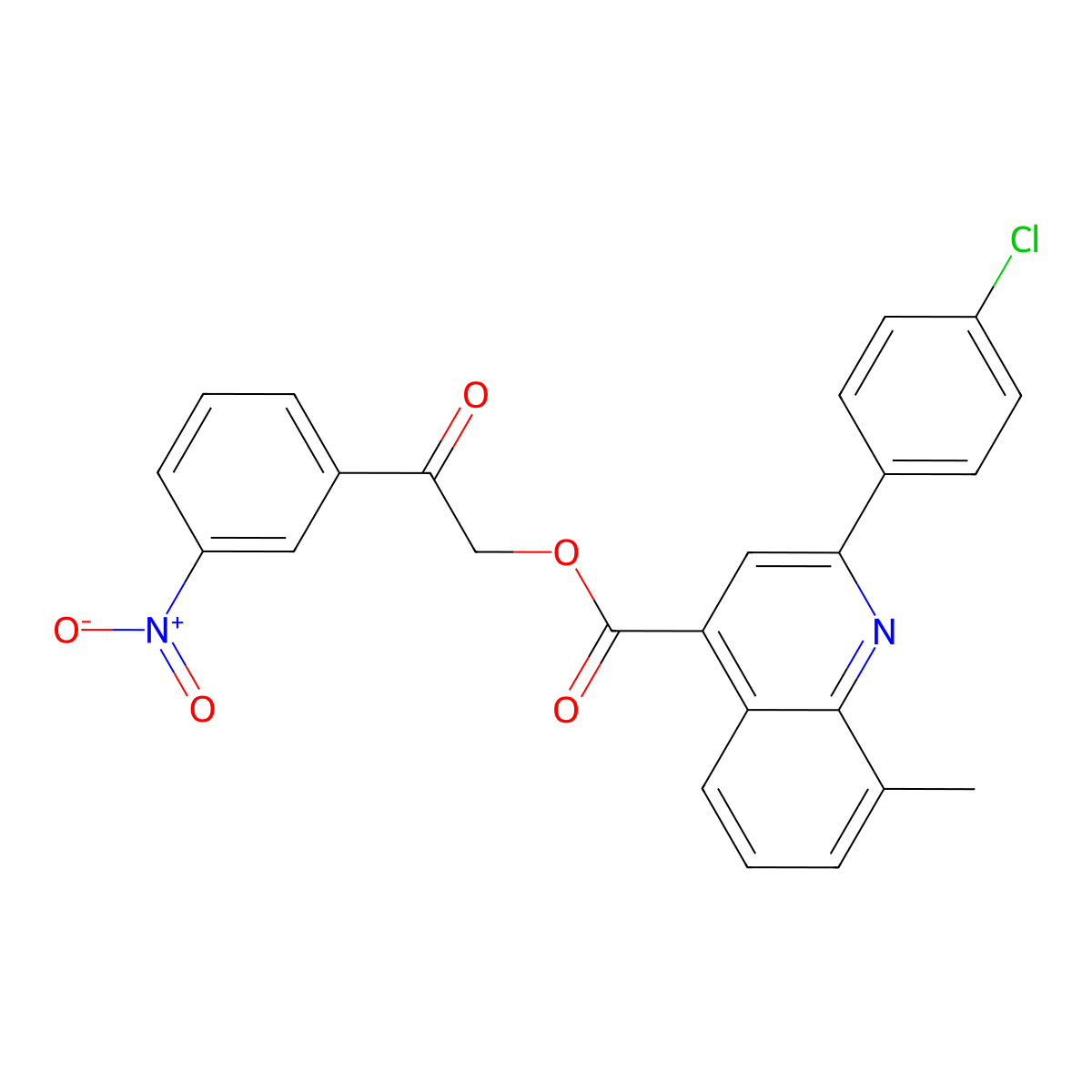 2-(3-Nitrophenyl)-2-oxoethyl 2-(4-chlorophenyl)-8-methyl-4-quinolinecarboxylate molecular structure, CAS 355420-59-6