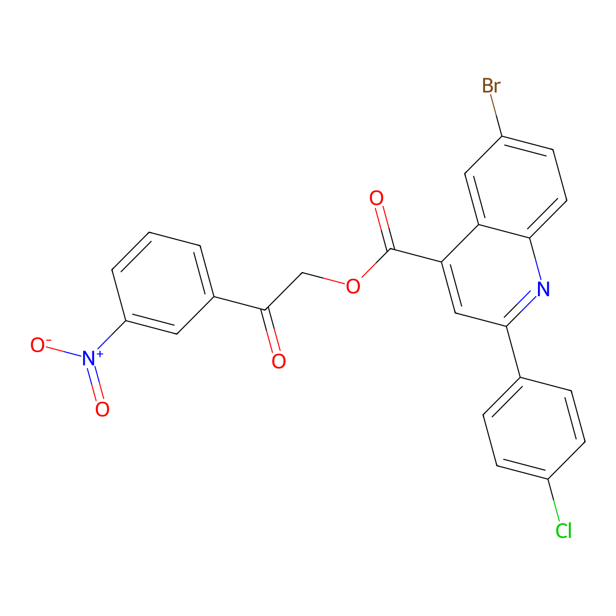 2-(3-Nitrophenyl)-2-oxoethyl 6-bromo-2-(4-chlorophenyl)-4-quinolinecarboxylate molecular structure, CAS 355420-60-9