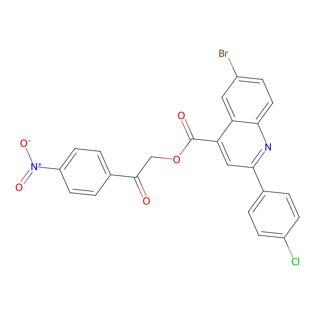 2-(4-Nitrophenyl)-2-oxoethyl 6-bromo-2-(4-chlorophenyl)-4-quinolinecarboxylate molecular structure, CAS 355420-61-0
