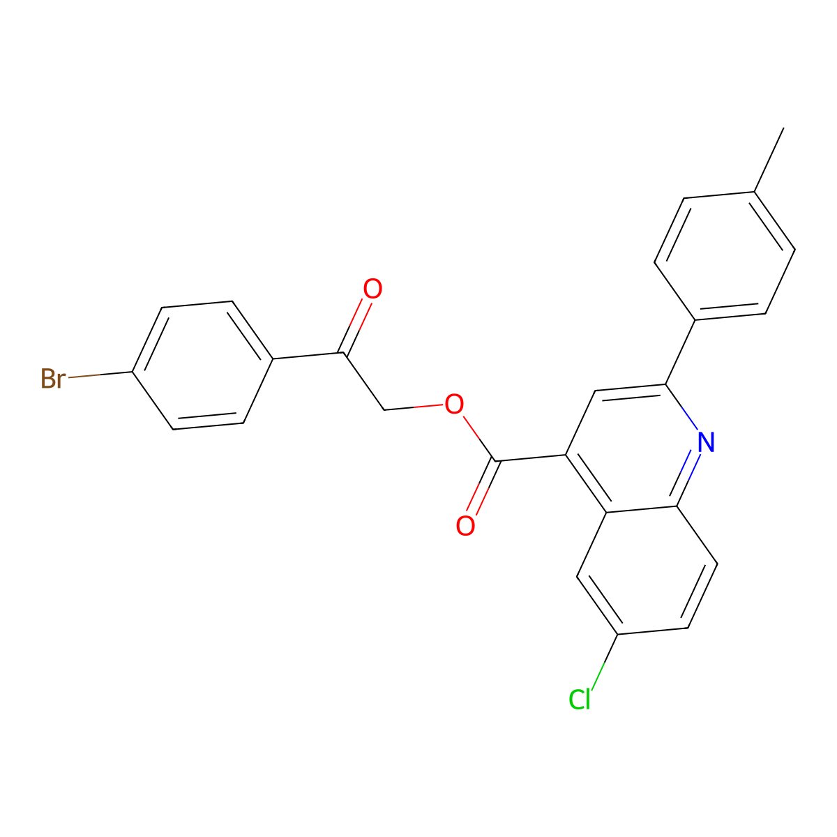 2-(4-Bromophenyl)-2-oxoethyl 6-chloro-2-(4-methylphenyl)-4-quinolinecarboxylate molecular structure, CAS 355420-62-1