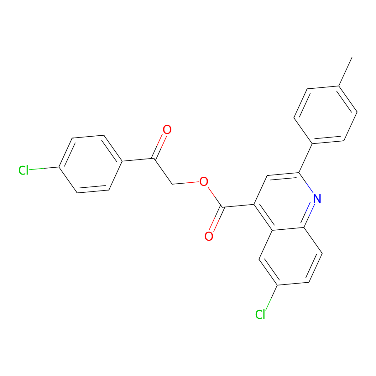 2-(4-Chlorophenyl)-2-oxoethyl 6-chloro-2-(4-methylphenyl)-4-quinolinecarboxylate molecular structure, CAS 355420-63-2