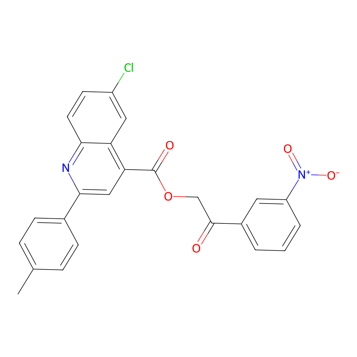 2-(3-Nitrophenyl)-2-oxoethyl 6-chloro-2-(4-methylphenyl)-4-quinolinecarboxylate molecular structure, CAS 355420-64-3