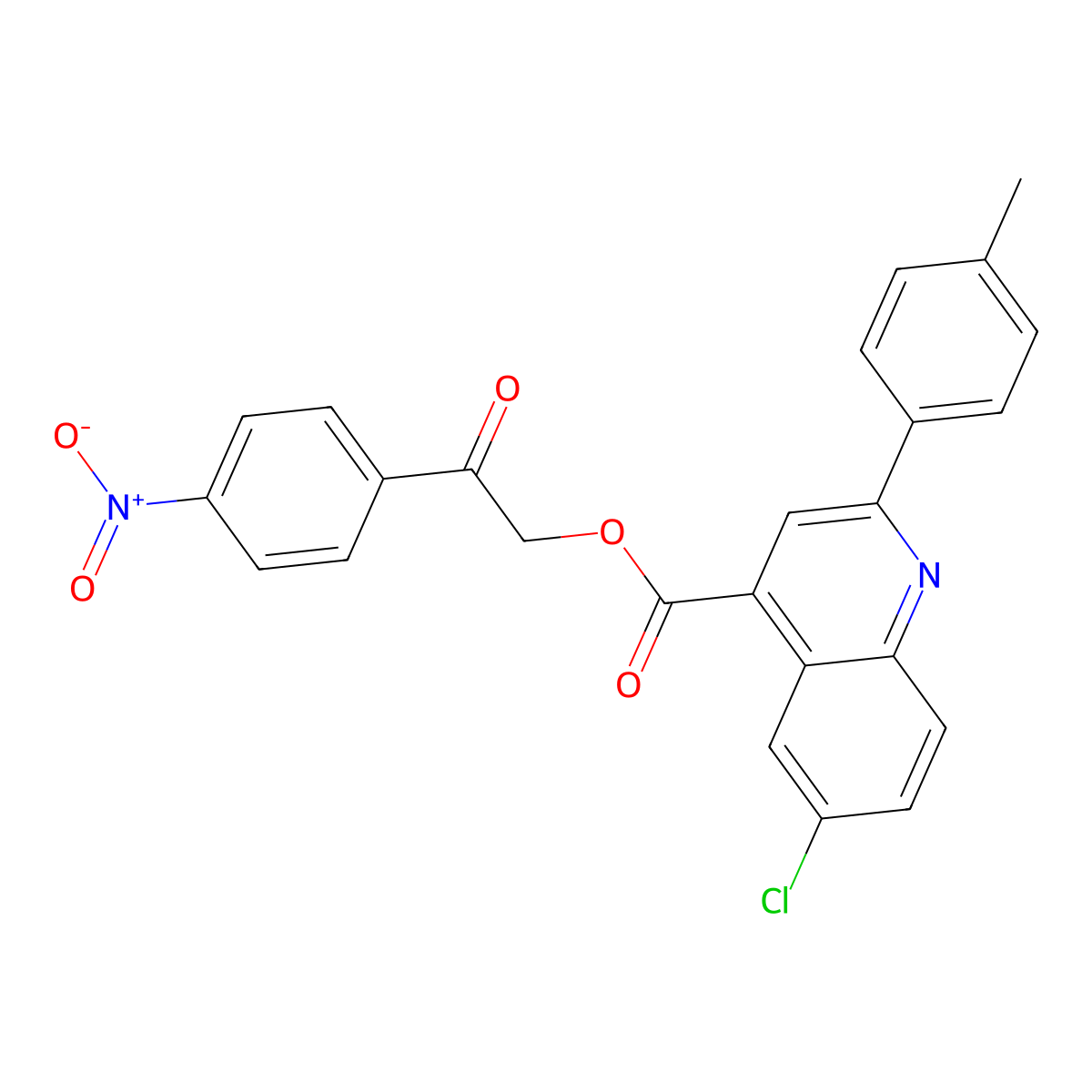 2-(4-Nitrophenyl)-2-oxoethyl 6-chloro-2-(4-methylphenyl)-4-quinolinecarboxylate molecular structure, CAS 355420-65-4