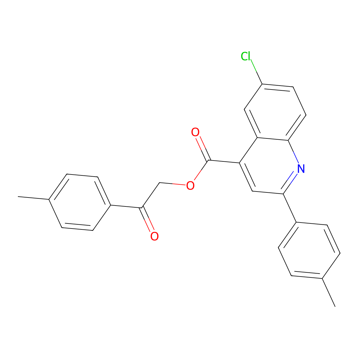 2-(4-Methylphenyl)-2-oxoethyl 6-chloro-2-(4-methylphenyl)-4-quinolinecarboxylate molecular structure, CAS 355420-66-5