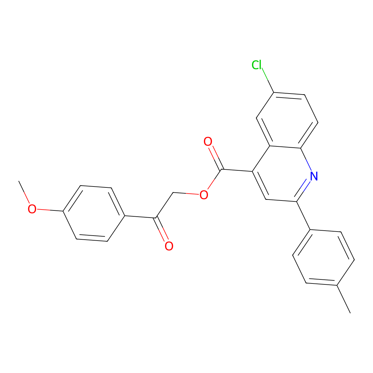 2-(4-Methoxyphenyl)-2-oxoethyl 6-CL-2-(4-methylphenyl)-4-quinolinecarboxylate molecular structure, CAS 355420-67-6