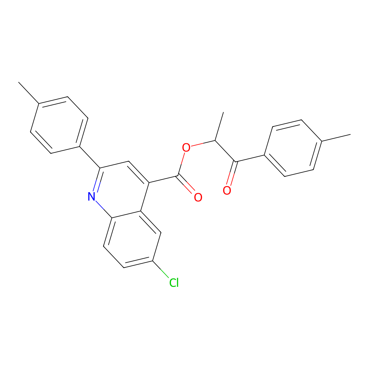 1-ME-2-(4-Methyl-PH)-2-oxoethyl 6-CL-2-(4-methylphenyl)-4-quinolinecarboxylate molecular structure, CAS 355420-68-7