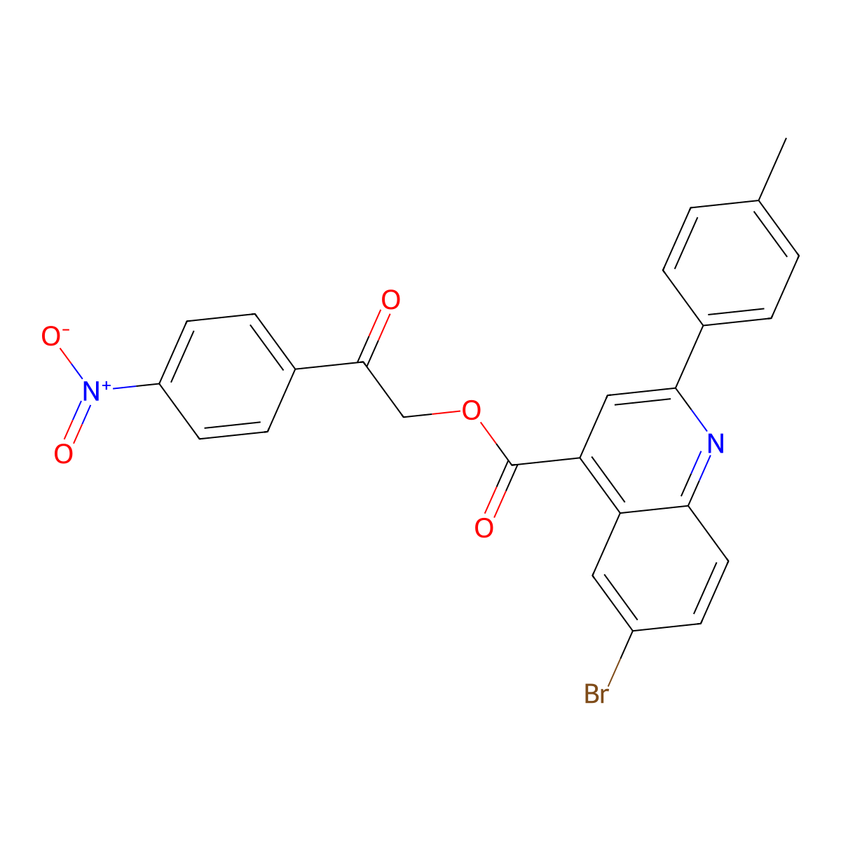 2-(4-Nitrophenyl)-2-oxoethyl 6-bromo-2-(4-methylphenyl)-4-quinolinecarboxylate molecular structure, CAS 355420-69-8