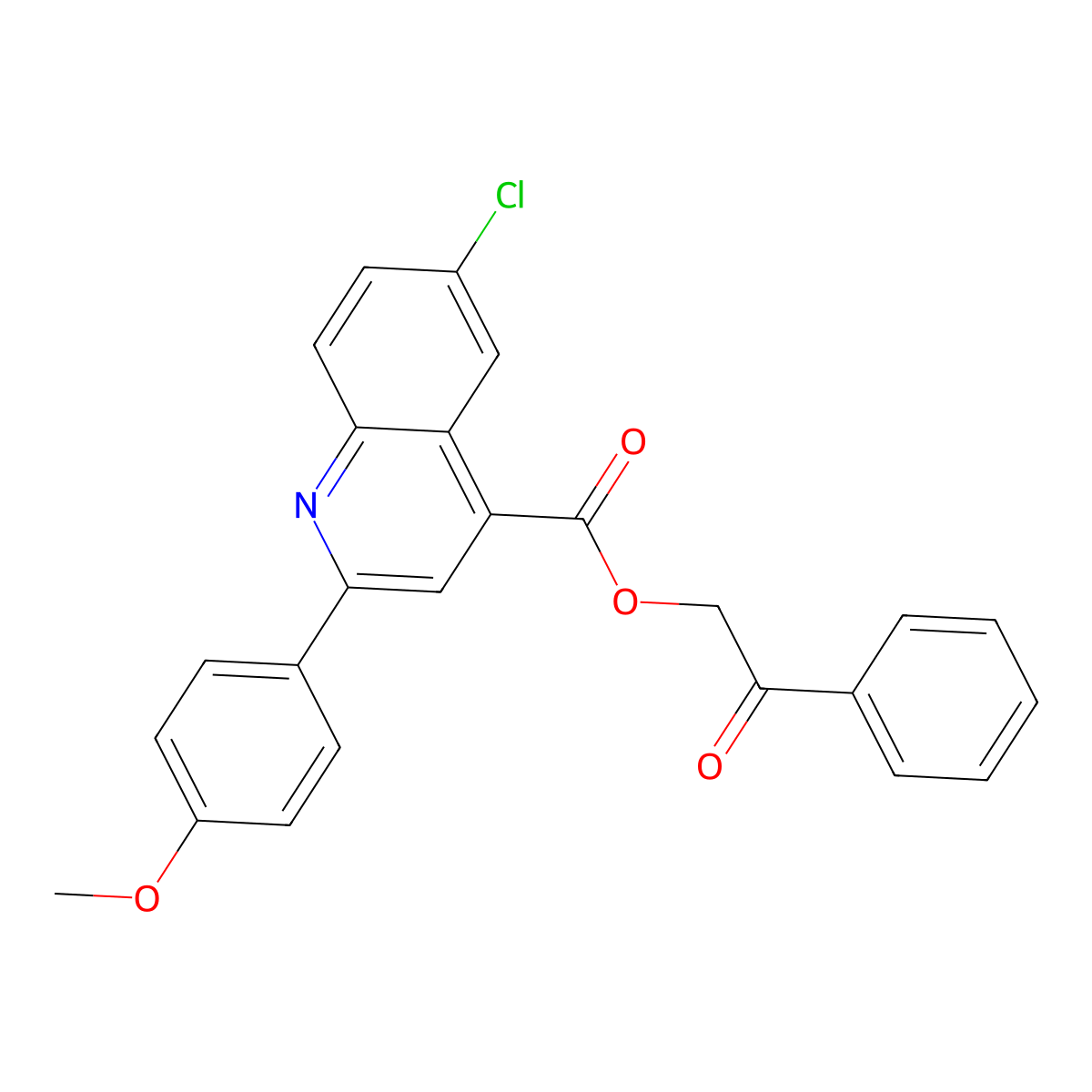 2-Oxo-2-phenylethyl 6-chloro-2-(4-methoxyphenyl)-4-quinolinecarboxylate molecular structure, CAS 355420-70-1