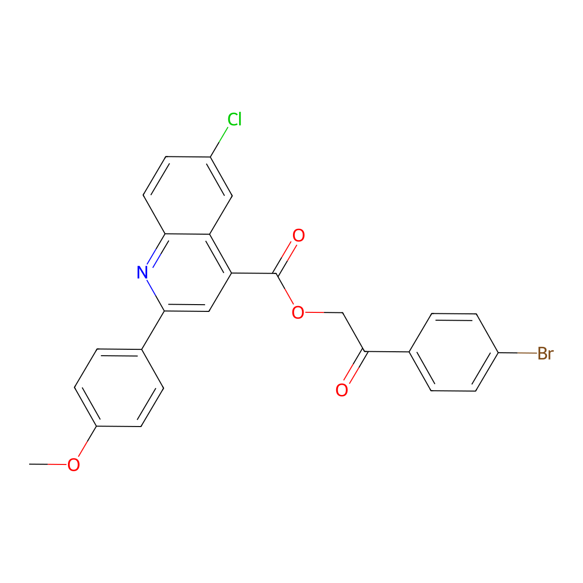 2-(4-Bromophenyl)-2-oxoethyl 6-chloro-2-(4-methoxyphenyl)-4-quinolinecarboxylate molecular structure, CAS 355420-71-2