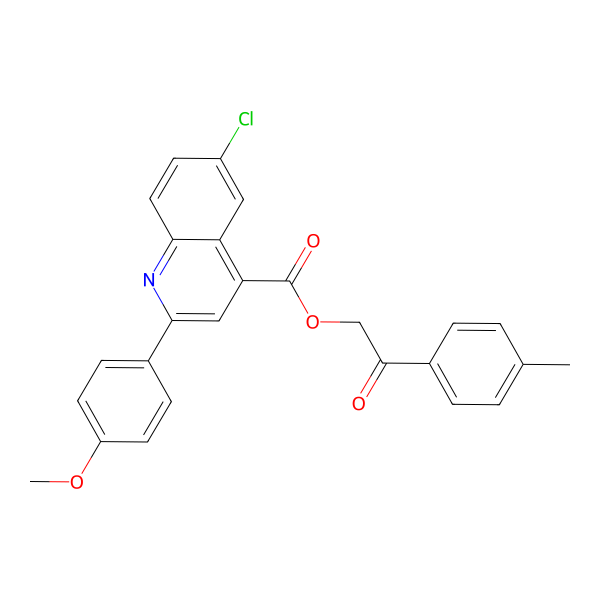 2-(4-Methylphenyl)-2-oxoethyl 6-chloro-2-(4-methoxyphenyl)-4-quinolinecarboxylate molecular structure, CAS 355420-74-5