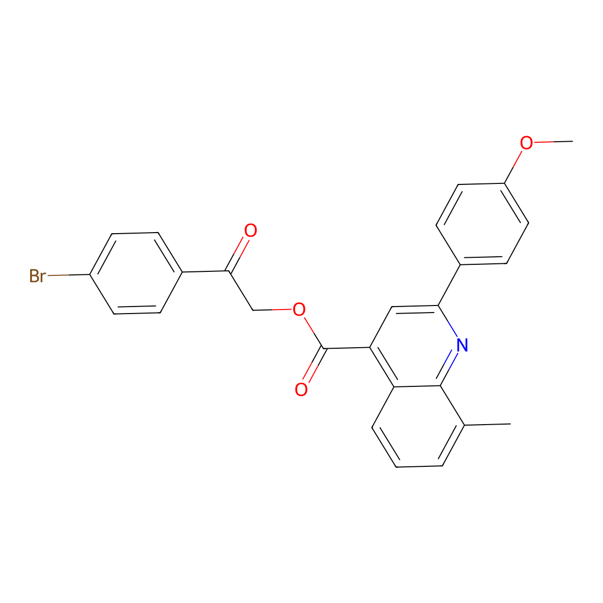 2-(4-Bromophenyl)-2-oxoethyl 2-(4-methoxyphenyl)-8-methyl-4-quinolinecarboxylate molecular structure, CAS 355420-78-9