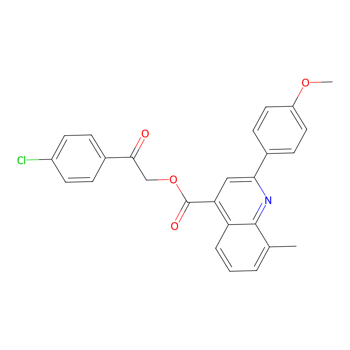 2-(4-Chlorophenyl)-2-oxoethyl 2-(4-methoxyphenyl)-8-methyl-4-quinolinecarboxylate molecular structure, CAS 355420-79-0