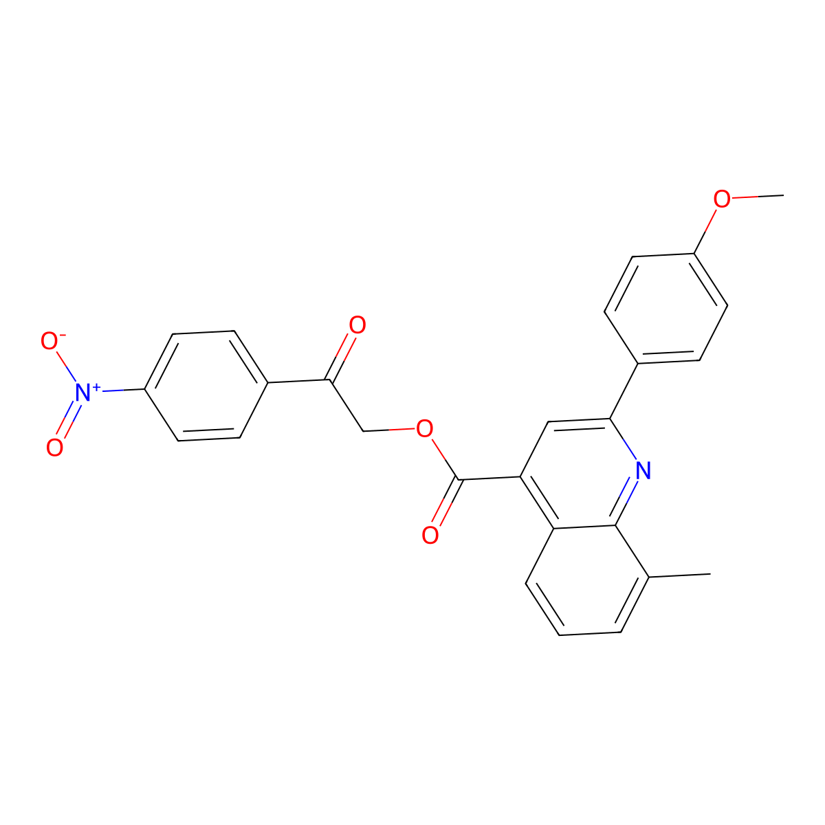 2-(4-Nitrophenyl)-2-oxoethyl 2-(4-methoxyphenyl)-8-methyl-4-quinolinecarboxylate molecular structure, CAS 355420-81-4