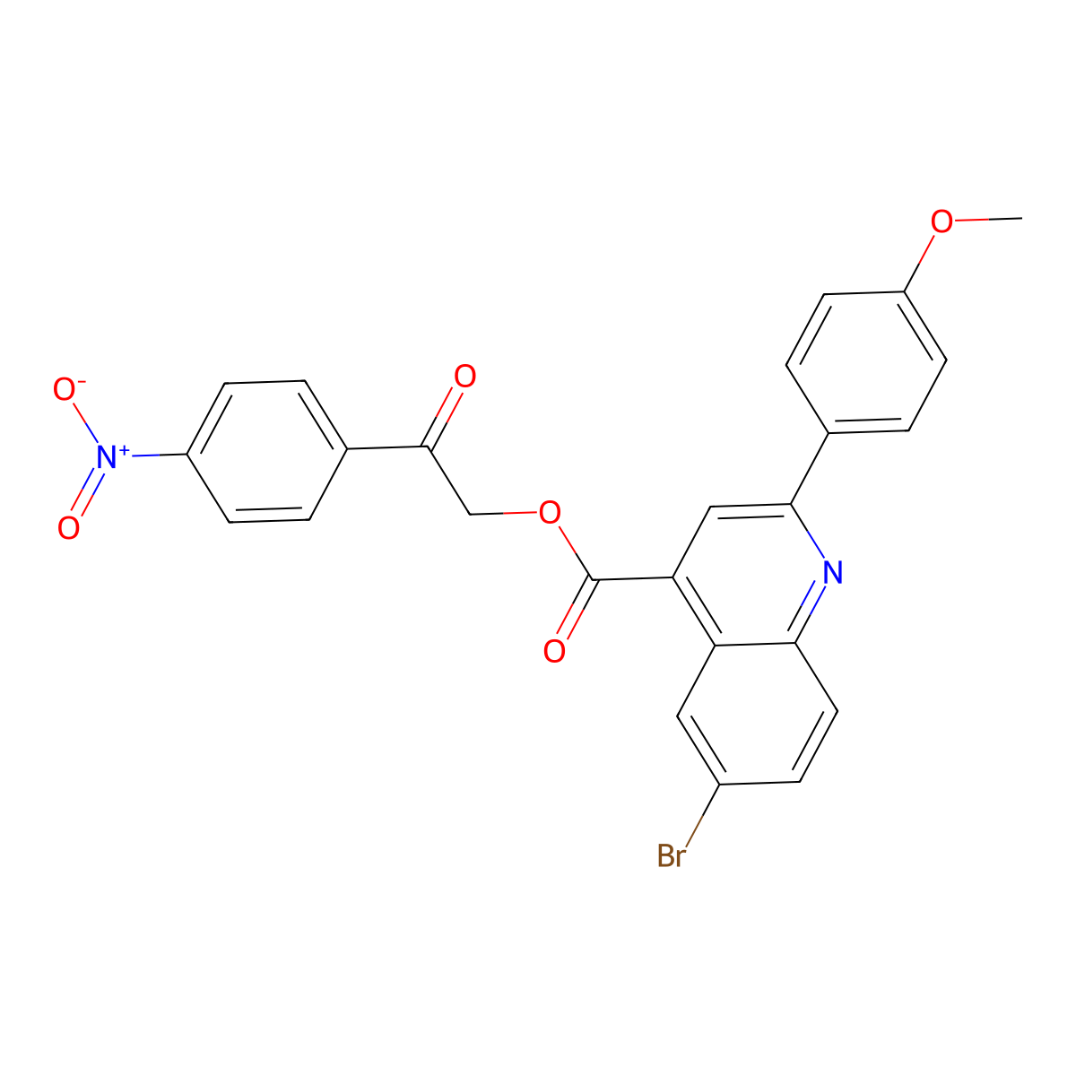 2-(4-Nitrophenyl)-2-oxoethyl 6-bromo-2-(4-methoxyphenyl)-4-quinolinecarboxylate molecular structure, CAS 355420-83-6