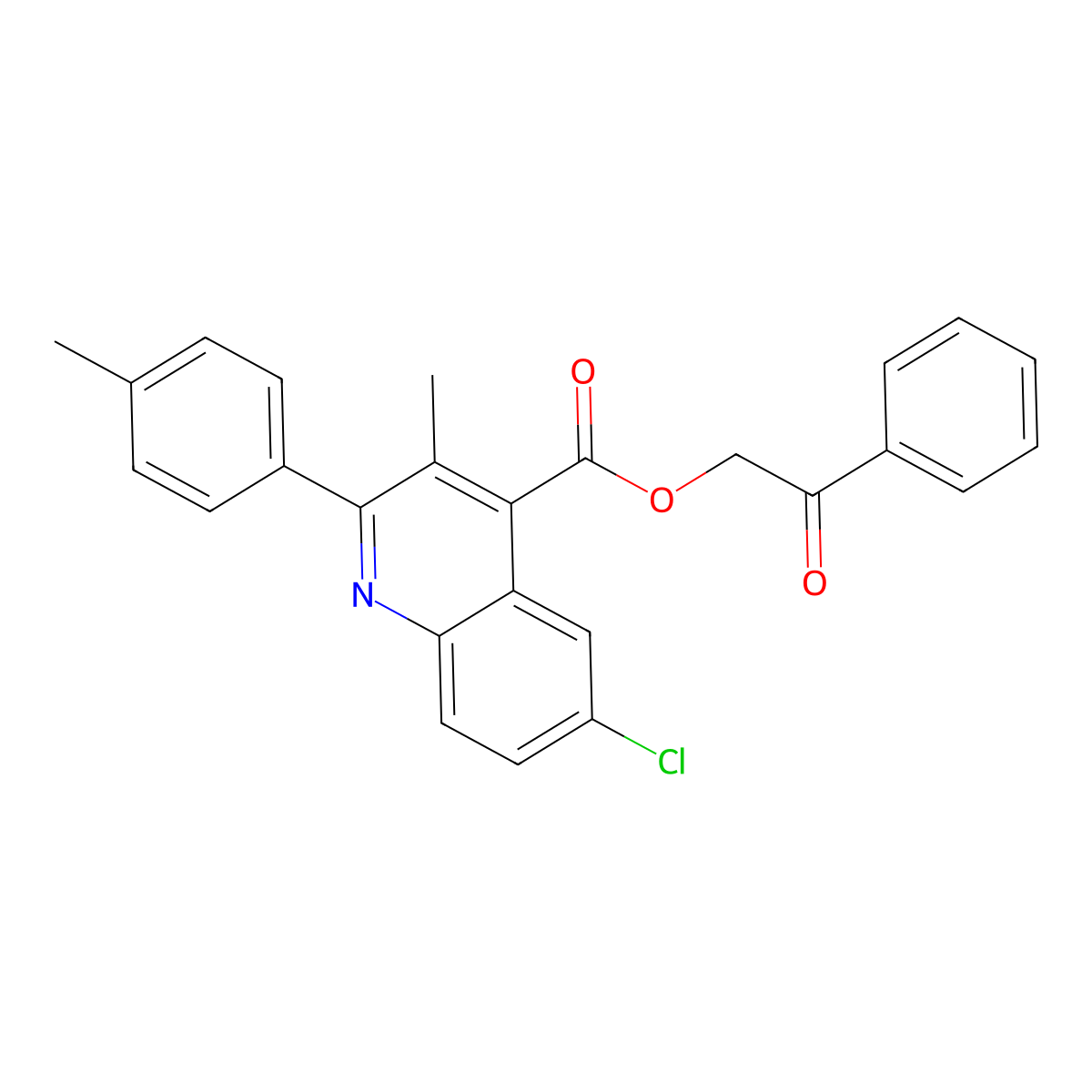 2-Oxo-2-phenylethyl 6-chloro-3-methyl-2-(4-methylphenyl)-4-quinolinecarboxylate molecular structure, CAS 355420-85-8