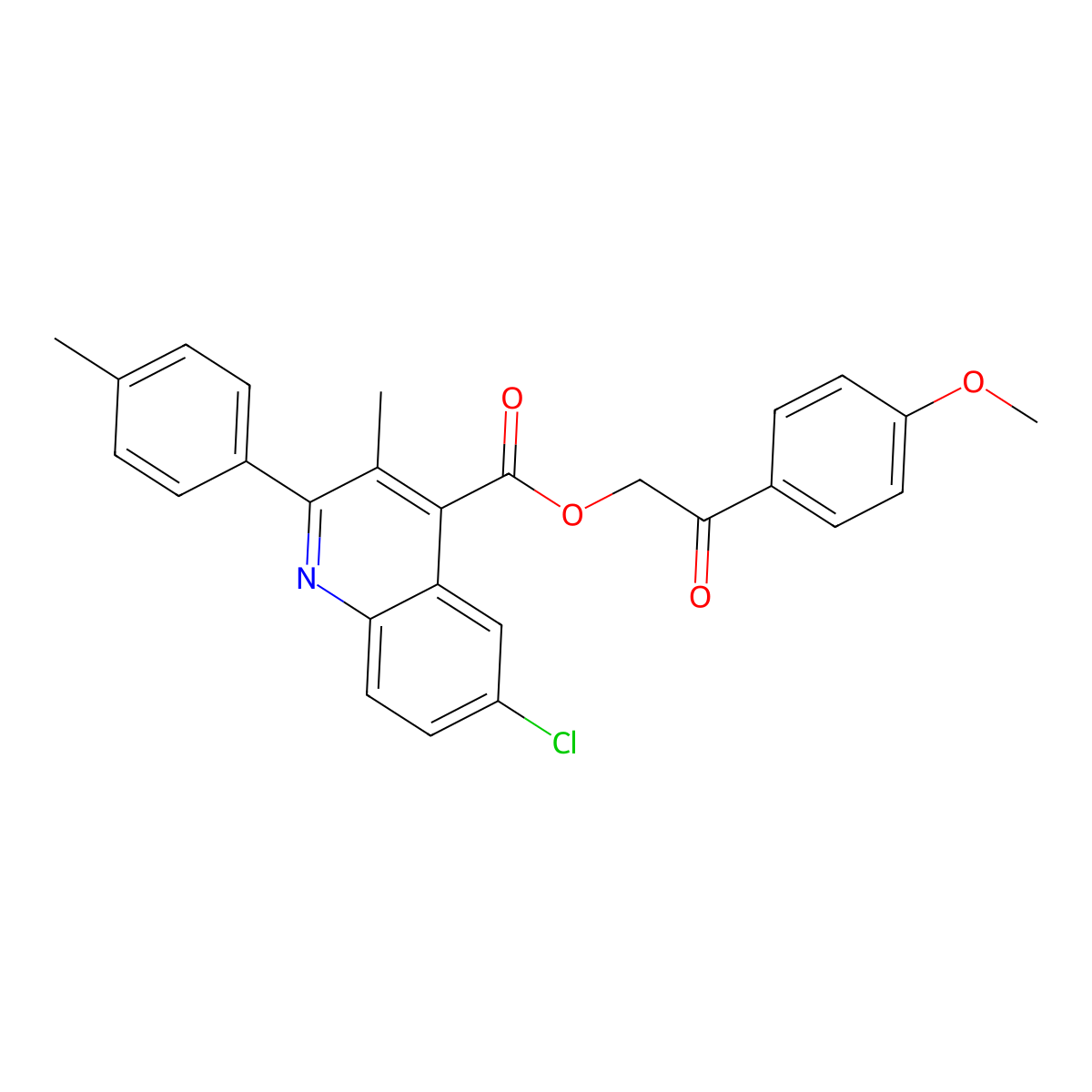 2-(4-Methoxy-PH)-2-oxoethyl 6-CL-3-ME-2-(4-methylphenyl)-4-quinolinecarboxylate molecular structure, CAS 355420-90-5