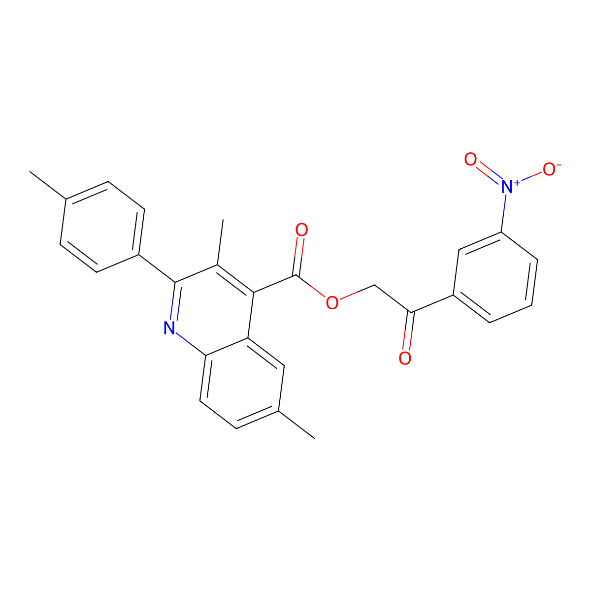 2-(3-Nitro-PH)-2-oxoethyl 3,6-dimethyl-2-(4-methylphenyl)-4-quinolinecarboxylate molecular structure, CAS 355420-92-7