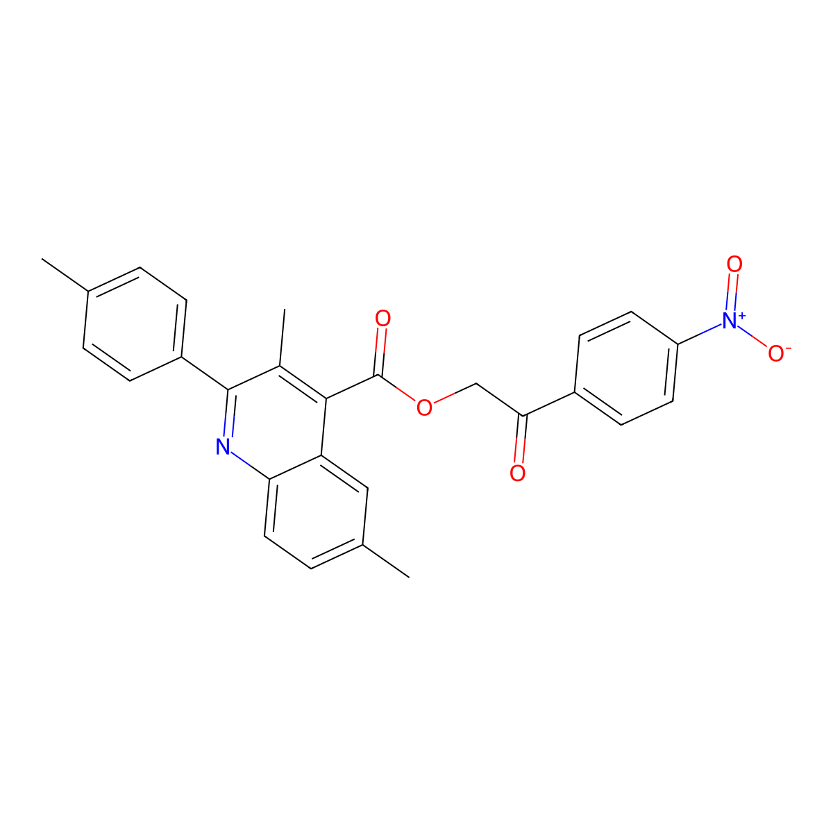 2-(4-Nitrophenyl)-2-oxoethyl 3,6-dimethyl-2-(4-methylphenyl)-4-quinolinecarboxylate molecular structure, CAS 355420-93-8
