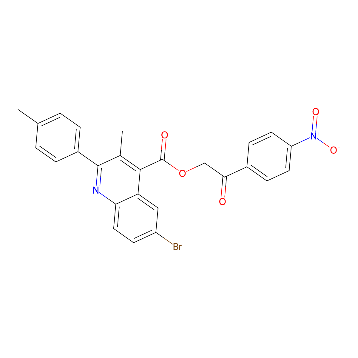 2-(4-Nitrophenyl)-2-oxoethyl 6-BR-3-ME-2-(4-methylphenyl)-4-quinolinecarboxylate molecular structure, CAS 355420-95-0