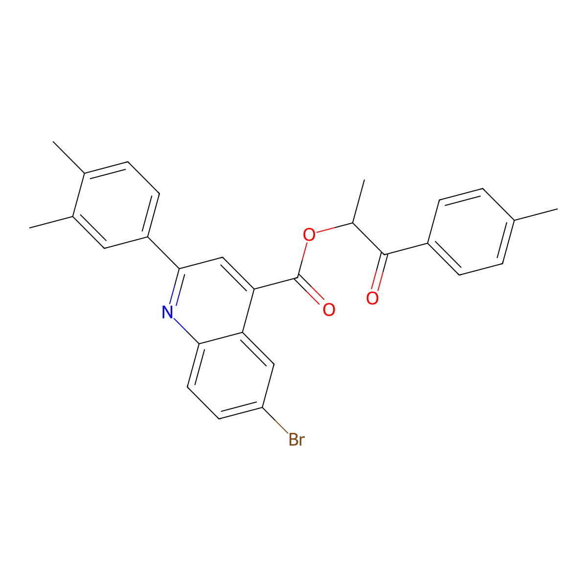 1-ME-2-(4-ME-PH)-2-Oxoethyl 6-BR-2-(3,4-dimethylphenyl)-4-quinolinecarboxylate molecular structure, CAS 355420-97-2