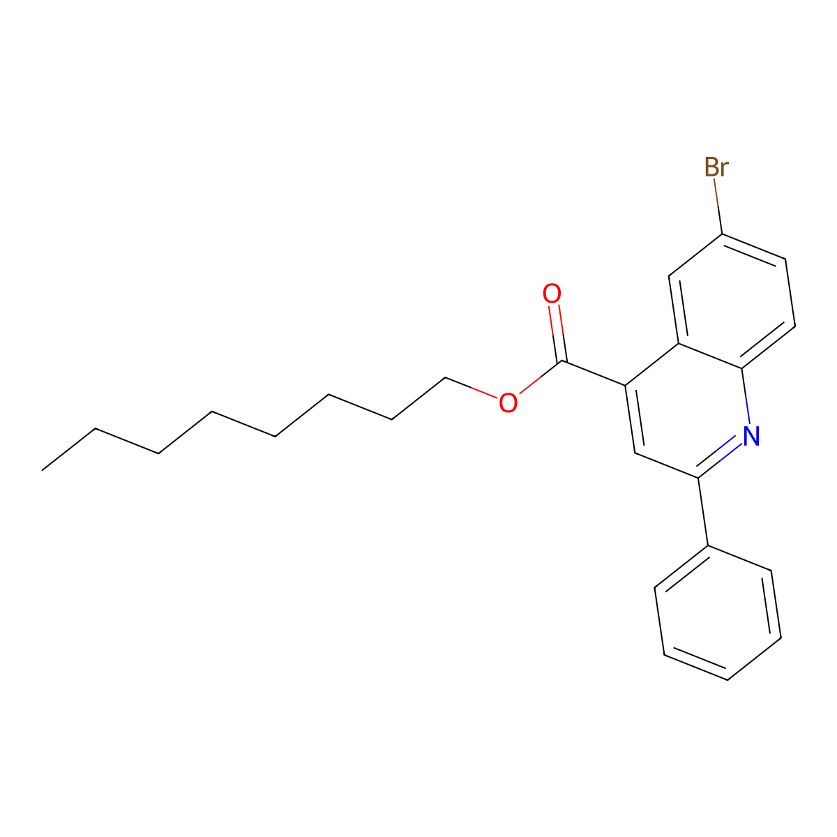 Octyl 6-bromo-2-phenyl-4-quinolinecarboxylate molecular structure, CAS 355421-00-0