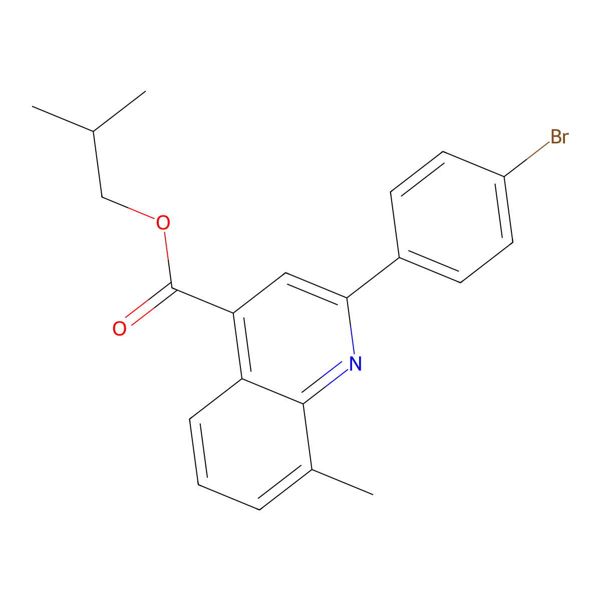 Isobutyl 2-(4-bromophenyl)-8-methyl-4-quinolinecarboxylate molecular structure, CAS 355421-01-1