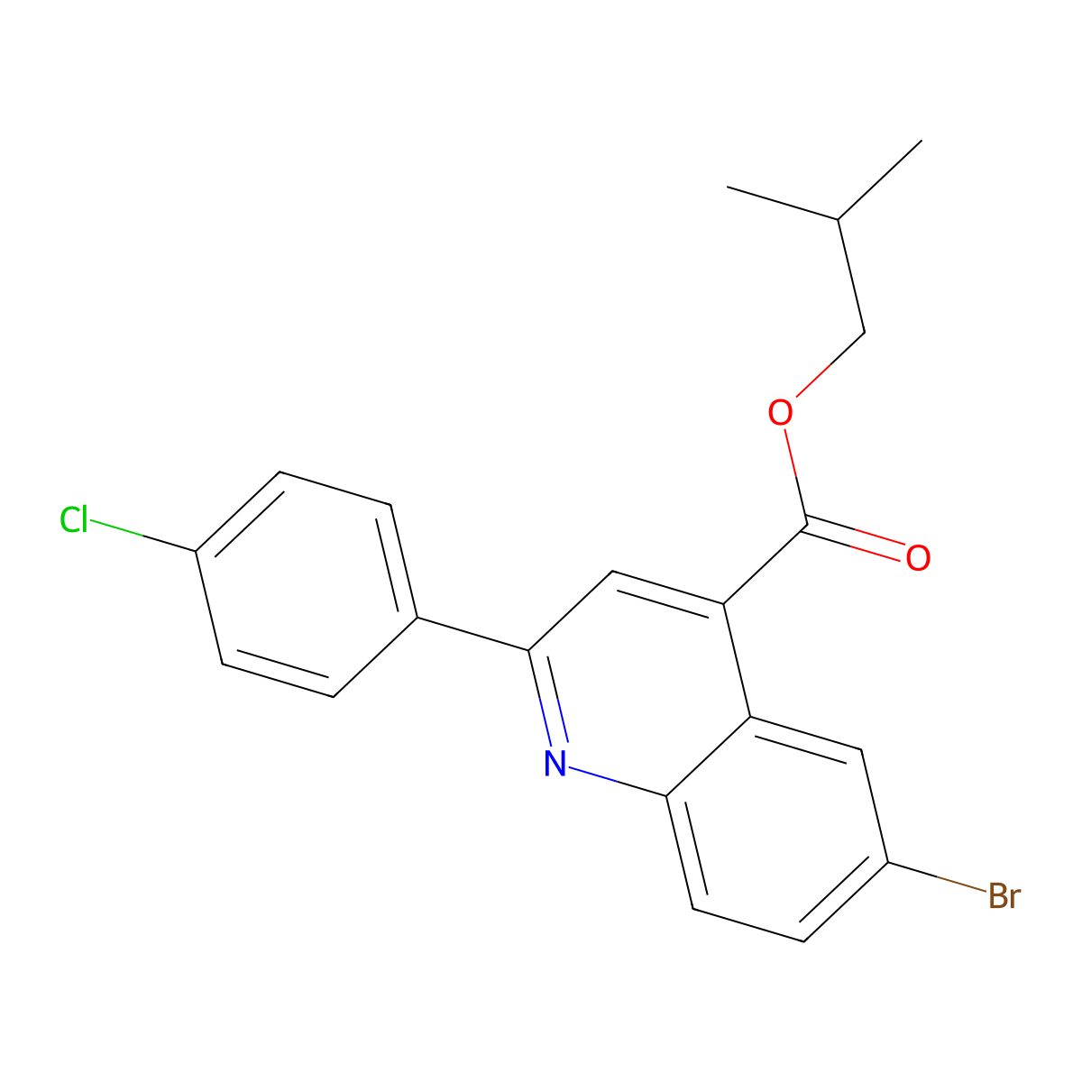 2-Methylpropyl 6-bromo-2-(4-chlorophenyl)-4-quinolinecarboxylate molecular structure, CAS 355421-02-2