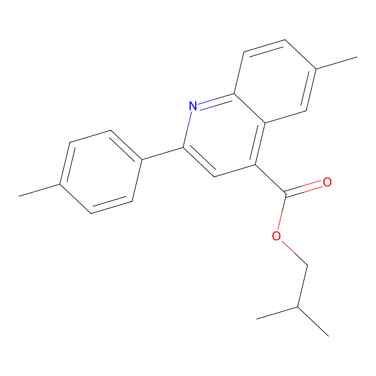 Isobutyl 6-methyl-2-(4-methylphenyl)-4-quinolinecarboxylate molecular structure, CAS 355421-04-4