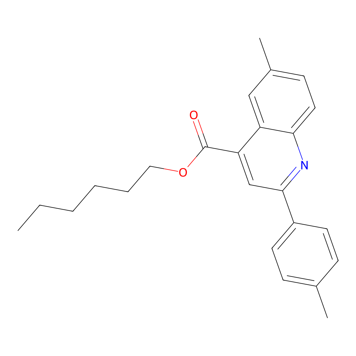 Hexyl 6-methyl-2-(4-methylphenyl)-4-quinolinecarboxylate molecular structure, CAS 355421-05-5