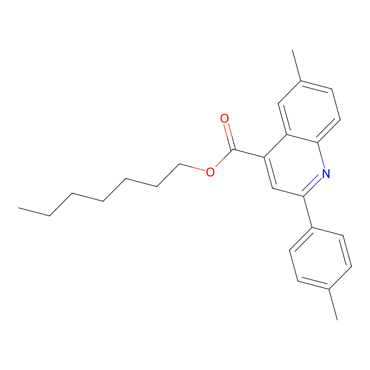 Heptyl 6-methyl-2-(4-methylphenyl)-4-quinolinecarboxylate molecular structure, CAS 355421-06-6