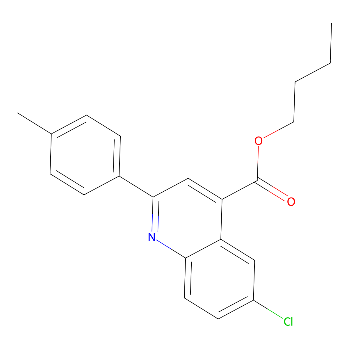 Butyl 6-chloro-2-(4-methylphenyl)-4-quinolinecarboxylate molecular structure, CAS 355421-08-8