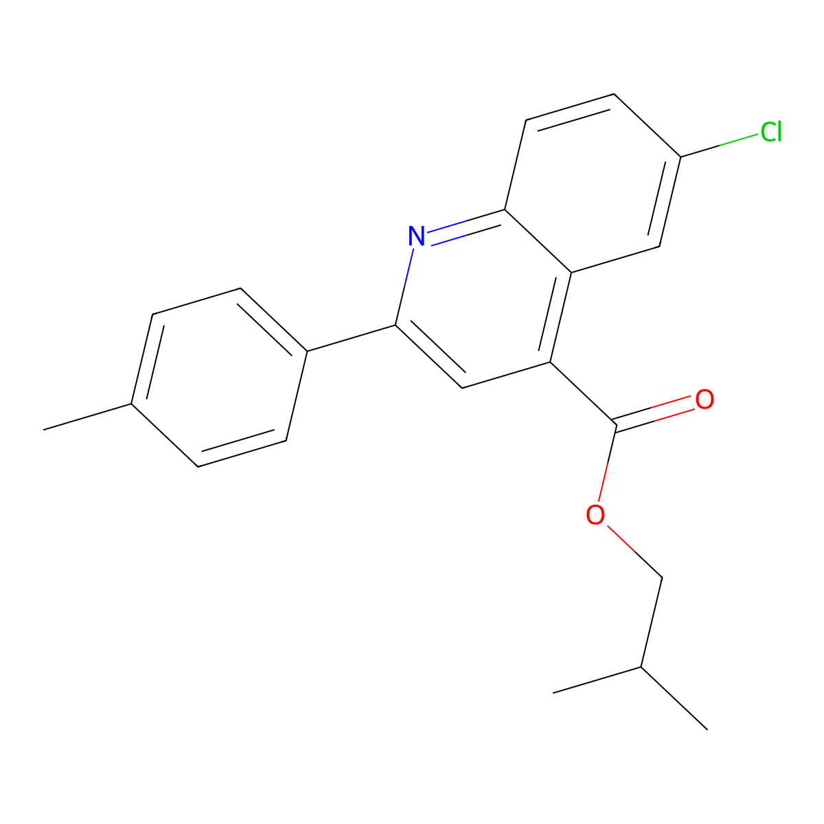 Isobutyl 6-chloro-2-(4-methylphenyl)-4-quinolinecarboxylate molecular structure, CAS 355421-09-9