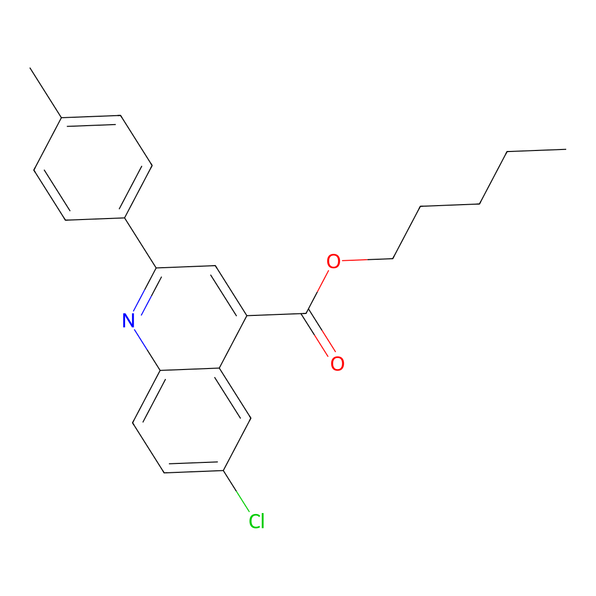 Pentyl 6-chloro-2-(4-methylphenyl)-4-quinolinecarboxylate molecular structure, CAS 355421-10-2