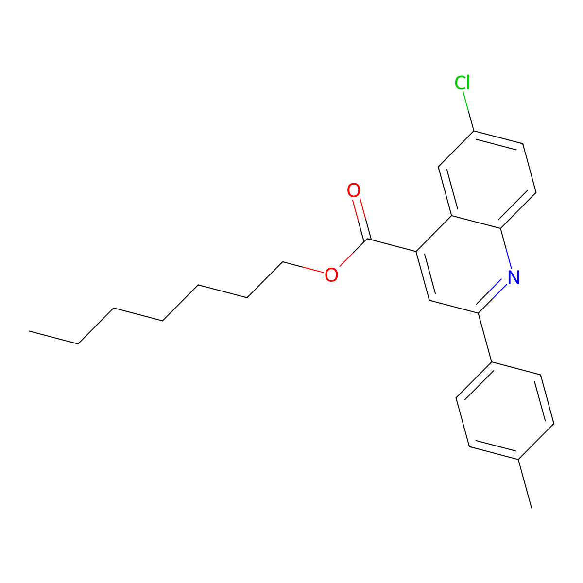Heptyl 6-chloro-2-(4-methylphenyl)-4-quinolinecarboxylate molecular structure, CAS 355421-12-4