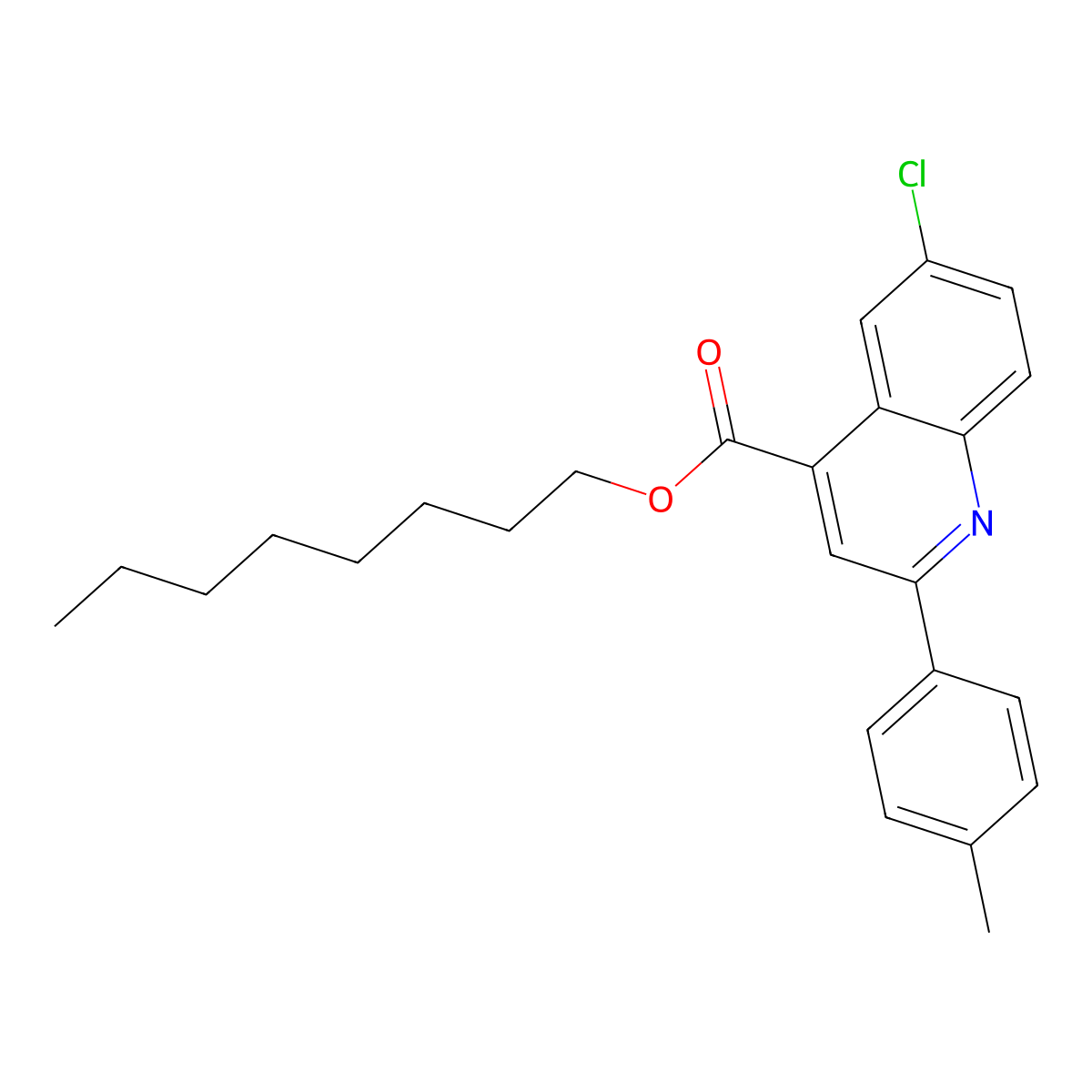 Octyl 6-chloro-2-(4-methylphenyl)-4-quinolinecarboxylate molecular structure, CAS 355421-13-5