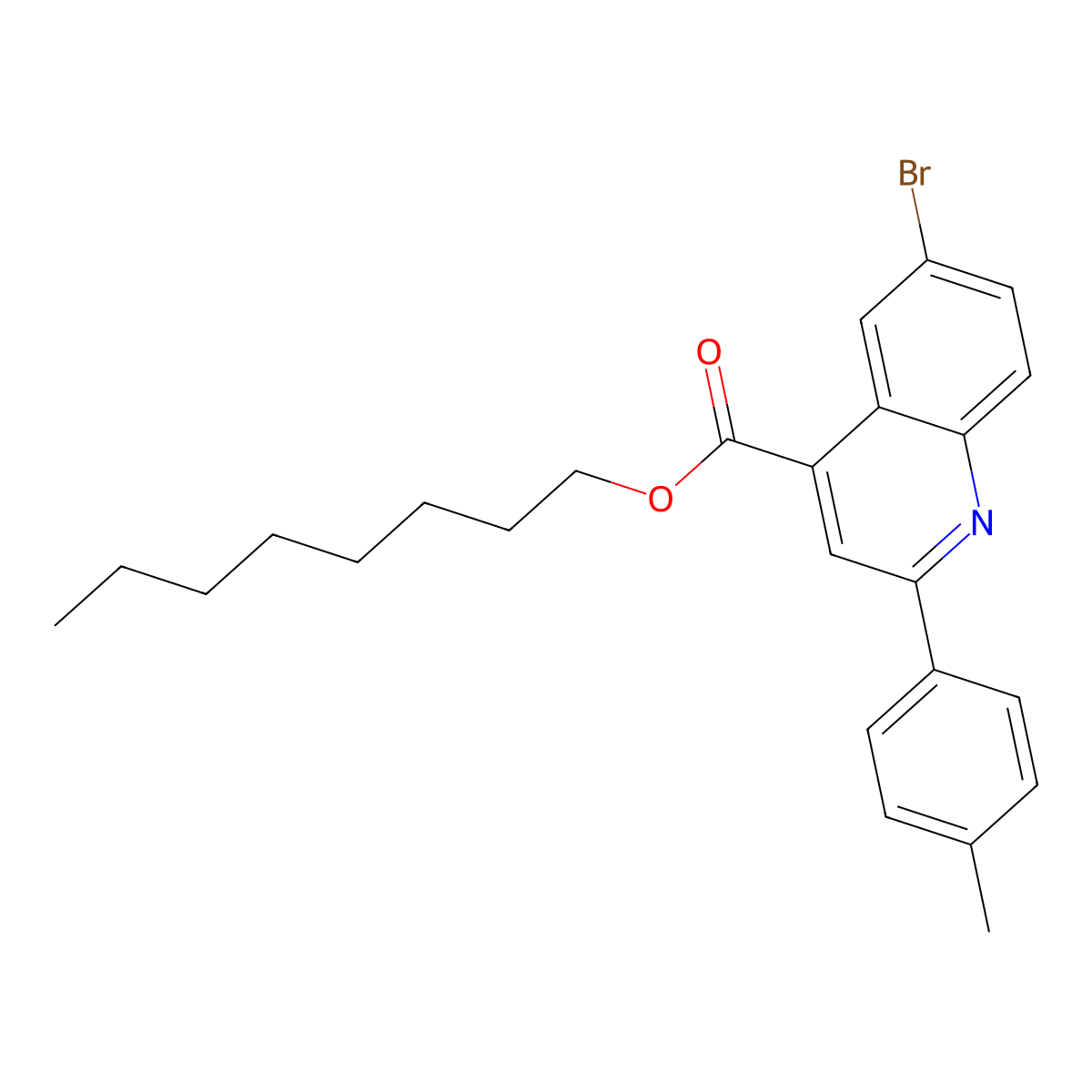Octyl 6-bromo-2-(4-methylphenyl)-4-quinolinecarboxylate molecular structure, CAS 355421-14-6