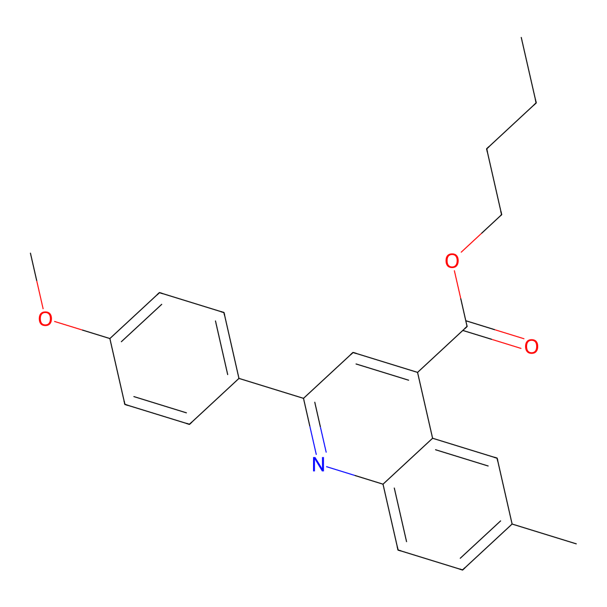 Butyl 2-(4-methoxyphenyl)-6-methylquinoline-4-carboxylate molecular structure, CAS 355421-15-7