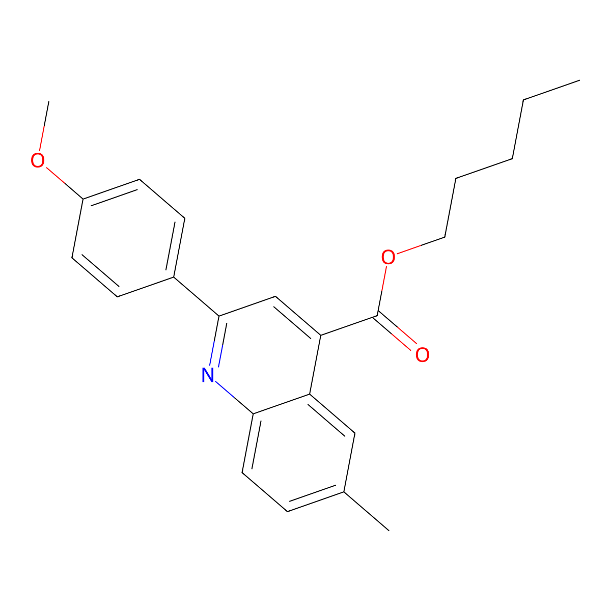 Pentyl 2-(4-methoxyphenyl)-6-methyl-4-quinolinecarboxylate molecular structure, CAS 355421-17-9